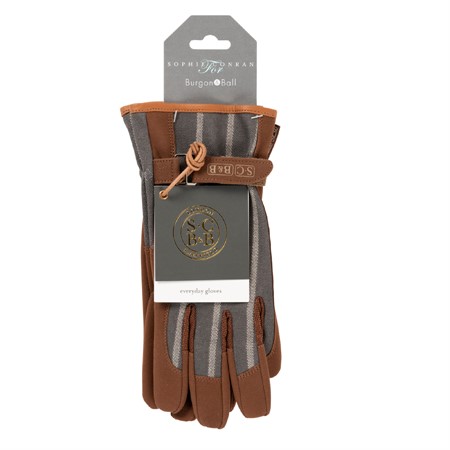 Trädgårdshandskar S Conran, brun m GRÅrandigt