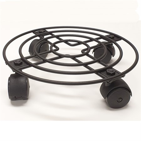 Krukfat på hjul, runt  25 cm svart