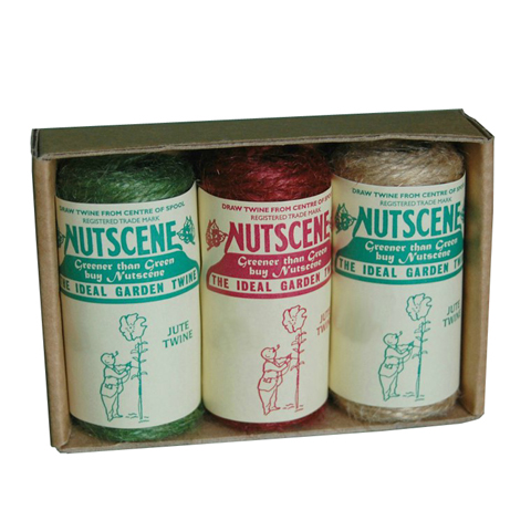 Snöre förp m 3 färger, grön, röd o natur