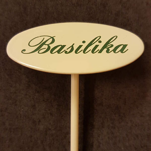 Basilika skylt liten på spjut
