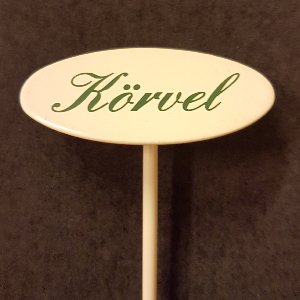 Körvel skylt liten på spjut