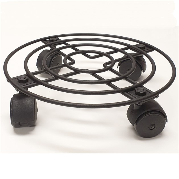 Krukfat på hjul, runt  25 cm svart