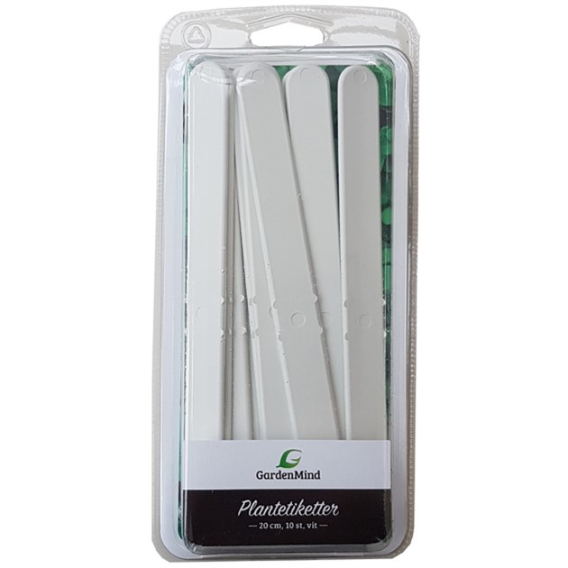 Etiketter 20 cm, vit 10 st