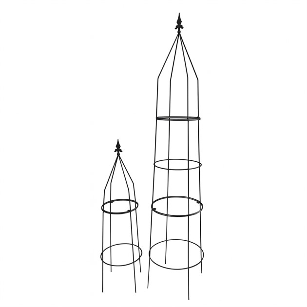 Obeliskspaljer, 2 set,för montering, svarta 115/195cm
